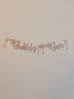 Bubbly Bar Banner Champagne Bar Brunch and Boozy Rose Gold Banner Bachelorette Banner Pop Fizzle Clink