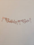 Bubbly Bar Banner Champagne Bar Brunch and Boozy Rose Gold Banner Bachelorette Banner Pop Fizzle Clink