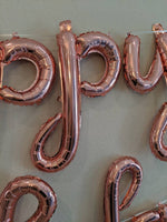 Rose Gold Cursive Happy Birthday Balloon Banner Birthday Party Decorations Rose Gold Birthday