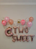 Two Sweet Donut Balloon Set 2nd Birthday Rose Gold Two Sweet Donut Grow Up Donut Balloon Pink Two Sweet