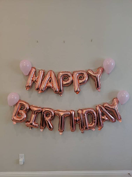 Rose Gold Happy Birthday Balloon Garland