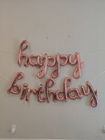 Rose Gold Cursive Happy Birthday Balloon Banner Birthday Party Decorations Rose Gold Birthday