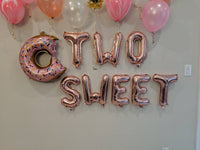 Two Sweet Donut Balloon Set 2nd Birthday Rose Gold Two Sweet Donut Grow Up Donut Balloon Pink Two Sweet