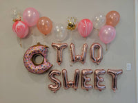 Two Sweet Donut Balloon Set 2nd Birthday Rose Gold Two Sweet Donut Grow Up Donut Balloon Pink Two Sweet