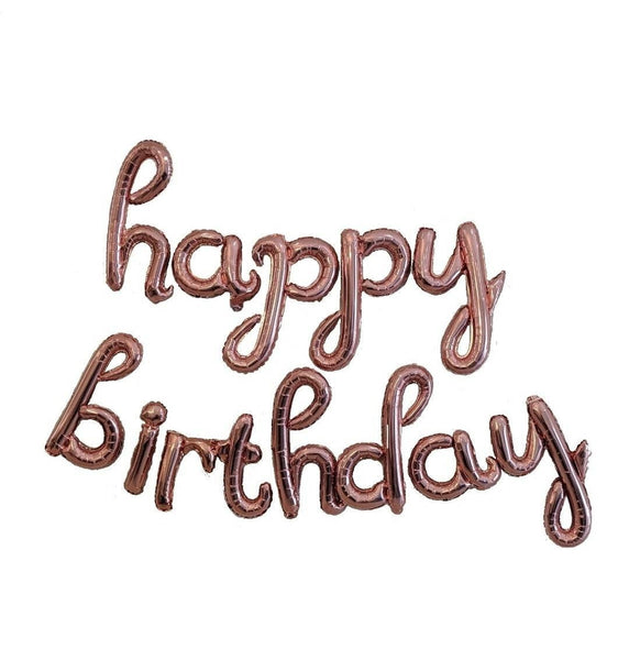 Rose Gold Cursive Happy Birthday Balloon Banner Birthday Party Decorations Rose Gold Birthday
