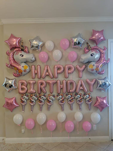 Happy Birthday Unicorn Decoration Kit Unicorn Balloons Unicorn Birthday Pink Happy Birthday Balloons Unicorn Balloons 42 pieces