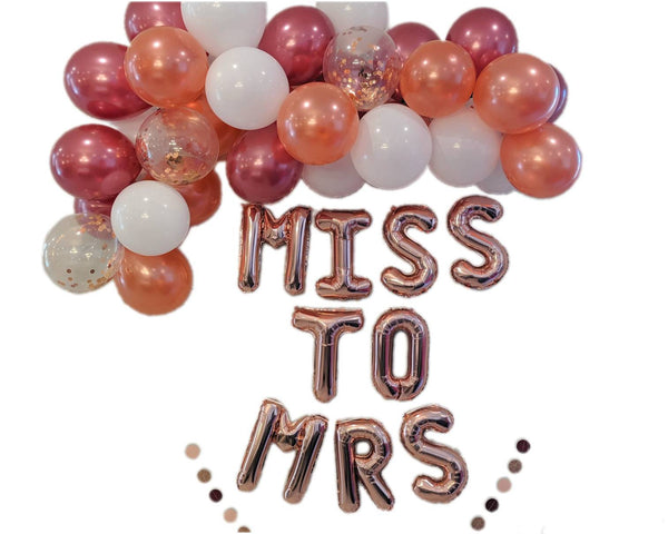 Miss to Mrs Balloons with Rose Gold Balloon Garland EVERYTHING PICTURED INCLUDED Bridal Shower Balloons Bachelorette Party Balloons
