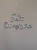 Silver cursive feliz cumpleanos Balloons