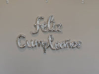 Silver cursive feliz cumpleanos Balloons