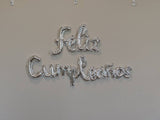 Silver cursive feliz cumpleanos Balloons