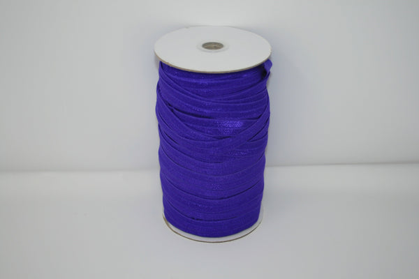 Purple 5/8" Fold Over Elastic 100 Yard Spool, FOE elastic, headband elastic, hair tie elastic, mask elastic, elastic