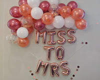 Miss to Mrs Balloons with Rose Gold Balloon Garland EVERYTHING PICTURED INCLUDED Bridal Shower Balloons Bachelorette Party Balloons