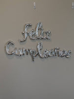 Silver cursive feliz cumpleanos Balloons