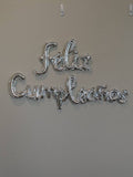 Silver cursive feliz cumpleanos Balloons