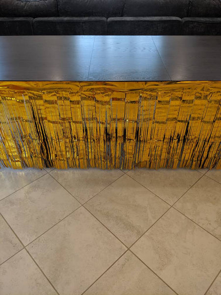Gold Table Skirt Foil Table Skirt Gold Fringe Backdrop