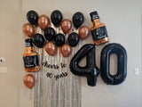 Cheers to 40 Years Birthday Decoration Set Whiskey Balloon 40th Birthday Balloons Jumbo 40 40th Birthday Decorations 40" Black 40