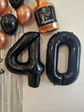 Cheers to 40 Years Birthday Decoration Set Whiskey Balloon 40th Birthday Balloons Jumbo 40 40th Birthday Decorations 40" Black 40