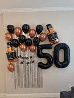 Cheers to 50 Years Birthday Decoration Set 50th Birthday Decorations Whiskey Balloons 50th Birthday Balloons Jumbo Black 50