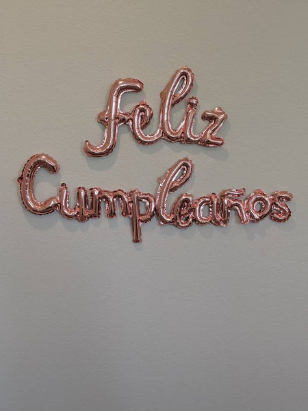 Rose Gold Feliz Cumpleanos Balloons