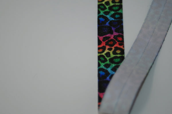 Colorful Leopard 5/8" Fold Over Elastic 100 Yard Spool, FOE elastic, headband elastic, hair tie elastic, mask elastic, elastic trim