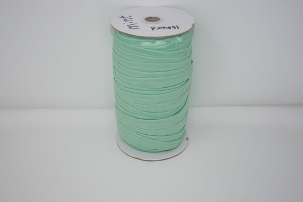 Mint 5/8" Fold Over Elastic 100 Yard Spool, FOE elastic, headband elastic, hair tie elastic, mask elastic, elastic trim