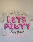 Pink Heart Let's Pawty Balloon Decoration Set Cat Birthday Balloons Dog Birthday Balloons Pet Birthday Party Pet Birthday Balloons Paw Print