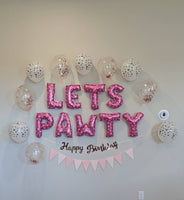 Pink Heart Let's Pawty Balloon Decoration Set Cat Birthday Balloons Dog Birthday Balloons Pet Birthday Party Pet Birthday Balloons Paw Print