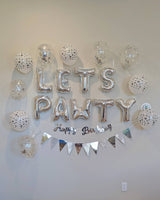 Silver Let's Pawty Balloon Decoration Set Cat Birthday Balloons Dog Birthday Balloons Pet Birthday Party Pet Birthday Balloons Paw Print