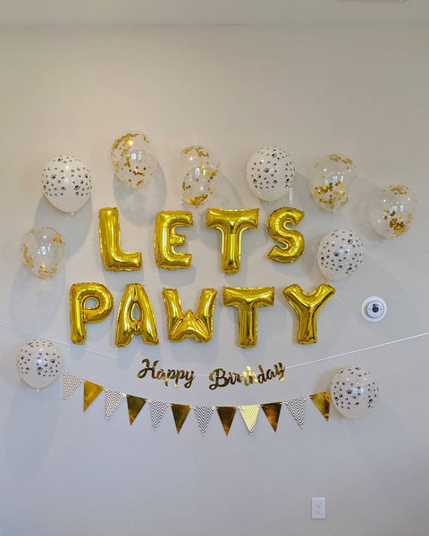 Gold Lets Pawty Balloon Decoration Set Cat Birthday Balloons Dog Birthday Balloons Pet Birthday Party Pet Birthday Balloons Paw Print