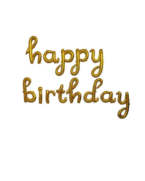 Gold Cursive Happy Birthday Balloon Banner Birthday Party Decorations Gold Birthday Gold Birthday Banner Gold Birthday Decorations