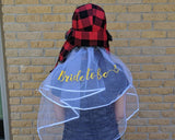 Flannel Fling Bridal Veil Bride to Be Bachelorette Veil Flannel Fling Before the Ring Bach and Boozy Camping Bachelorette Outdoor Bach Party