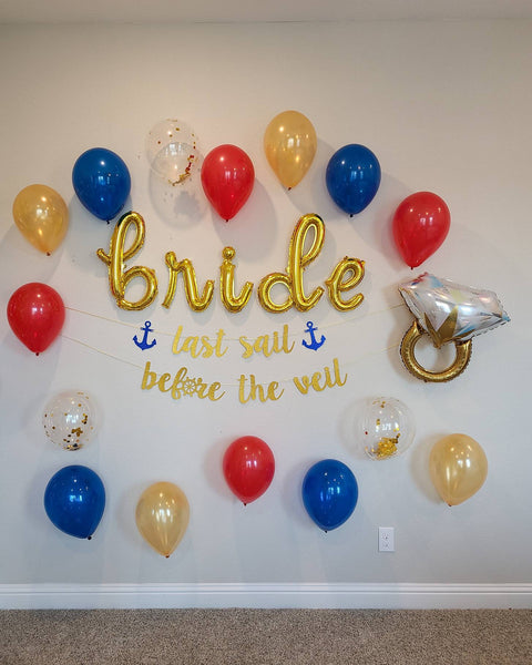 Last Sail Before the Veil Balloons Bachelorette Party Balloons Engagement Ring Balloon Bride Balloons Bachelorette Party Decorations Nauti