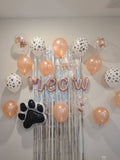 Meow Birthday Balloon Set Paw Print Balloon Pet Birthday Balloon Rose Gold Cursive Meow Balloon Fur Ever Young Pawty Cat Birthday Party