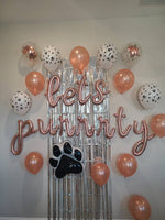 Lets Purrrty Balloon Set Paw Print Balloon Lets Purrty Pet Birthday Balloon Rose Gold Cursive Meow Balloon Pawty Cat Birthday Party