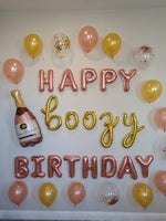 Happy Boozy Birthday Party Decorations Birthday Decor INCLUDES ALL decorations shown Birthday Decorations Birthday Balloons Rose Gold Happy