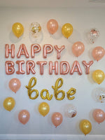 Happy Birthday Babe Party Decorations Birthday Decor INCLUDES ALL decorations shown Birthday Decorations Birthday Balloons Rose Gold Adult