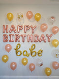 Happy Birthday Babe Party Decorations Birthday Decor INCLUDES ALL decorations shown Birthday Decorations Birthday Balloons Rose Gold Adult