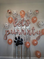 Lets Purrrty Balloon Set Paw Print Balloon Lets Purrty Pet Birthday Balloon Rose Gold Cursive Meow Balloon Pawty Cat Birthday Party