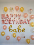 Happy Birthday Babe Party Decorations Birthday Decor INCLUDES ALL decorations shown Birthday Decorations Birthday Balloons Rose Gold Adult