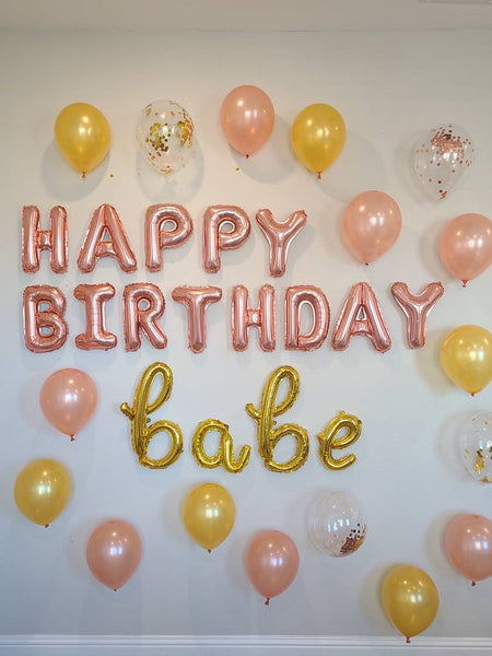 Happy Birthday Babe Party Decorations Birthday Decor INCLUDES ALL decorations shown Birthday Decorations Birthday Balloons Rose Gold Adult