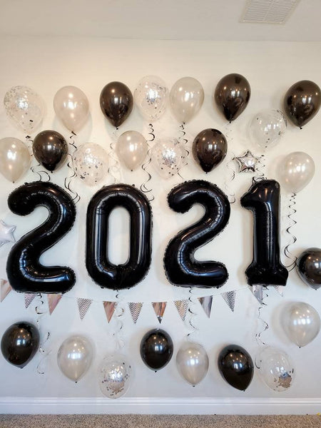 Jumbo 2021 Black Balloons 40" Black 2021 Balloons Graduation Balloons class of 2021 New Year Balloons New Year Decoration Includes All Shown