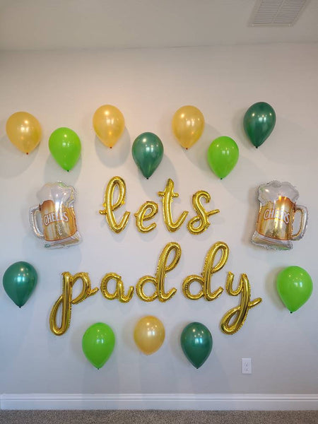 Let's Paddy Balloons Saint Patrick's Day Decorations St. Patrick's Day Balloons St. Paddy's Day Balloon Set Beer Balloons St. Patty