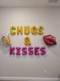 Chugs and Kisses Balloons Engagement Party Balloons Kiss Balloons Beer Balloons Valentines Day Balloons Galentines Beer Balloons