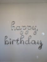 Cursive Silver Happy Birthday Balloons Frozen Birthday Winter Birthday Winter Wonderland Winter Onederland Elsa Ballooms Snowflake Decor