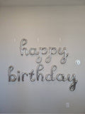 Cursive Silver Happy Birthday Balloons Frozen Birthday Winter Birthday Winter Wonderland Winter Onederland Elsa Ballooms Snowflake Decor