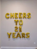 CUSTOM AGE Cheers to XX Years Balloons with Custom Age Cheers to Years Banner Birthday Balloons Champagne Balloons Wine Balloons