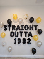 Straight Outta Balloons with Custom Age Please Enter Age at Checkout Cheers to Years Banner Birthday Balloons Whiskey Balloons Beer Balloon