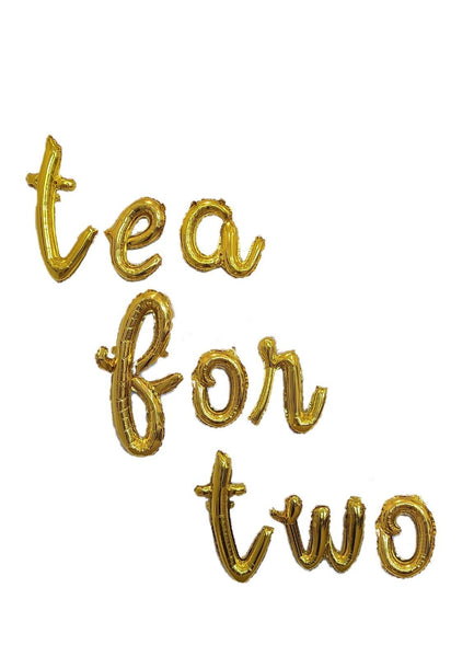 Gold Cursive Tea For Two Balloon 2nd birthday balloons second birthday balloons tea balloons Gold Two Cursive Two Tea Party