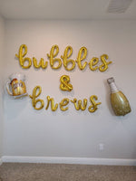 Bubbles and Brews Cursive Balloons Birthday Balloons Cursive Cheers Beer Balloon Stock the Bar Beer Balloon Champagne Balloon