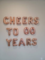 Rose Gold Cheers to Years Balloons with Custom Age Please Enter Age at Checkout Cheers to Years Banner Birthday Balloons